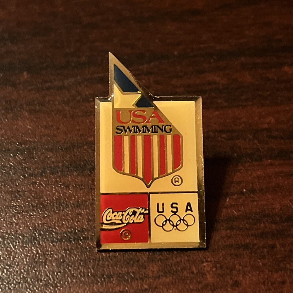 Vintage Coca-Cola Coke Olympics Team USA Swimming Lapel Hat Pin‎